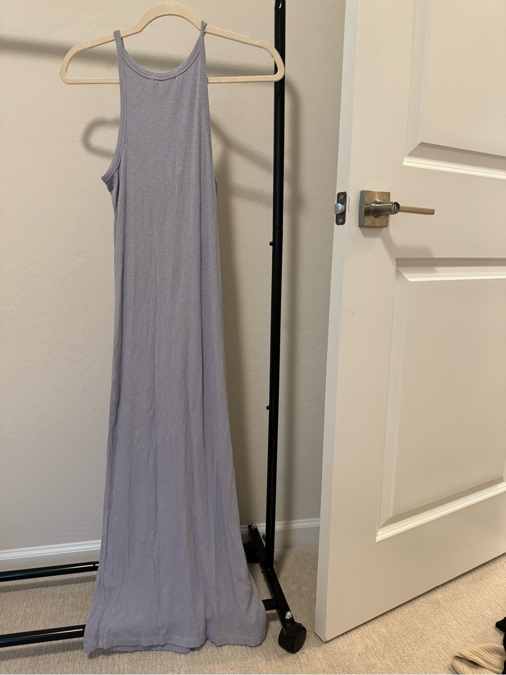Light Lavender Ribbed Maxi Dress